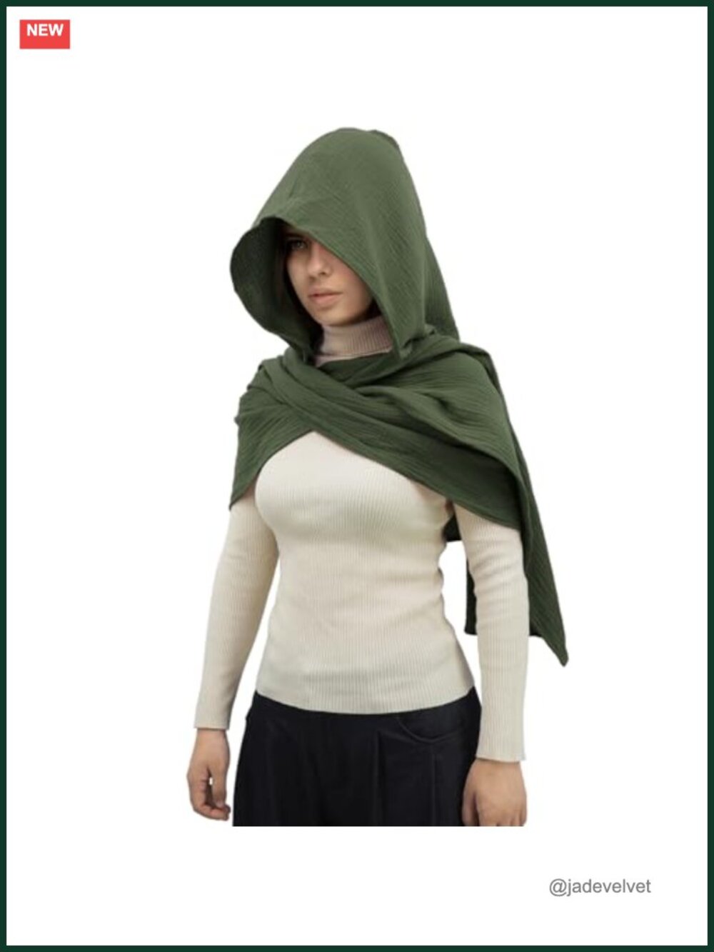 Linen Cotton Hooded Cowl Scarf Cape Medieval Goth Costume Shawl